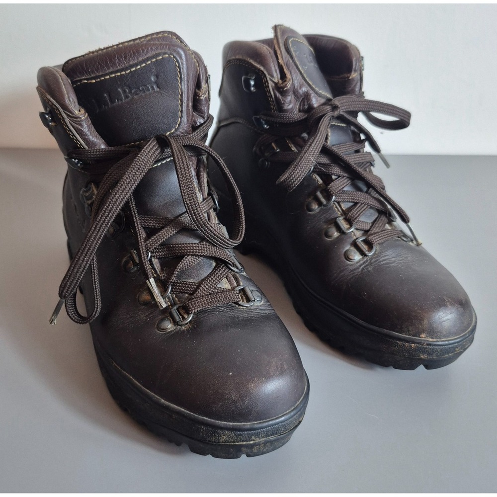 Vintage LL Bean Womens Hiking Boots Gore-Tex Vibram Brown Made in Italy Size 7